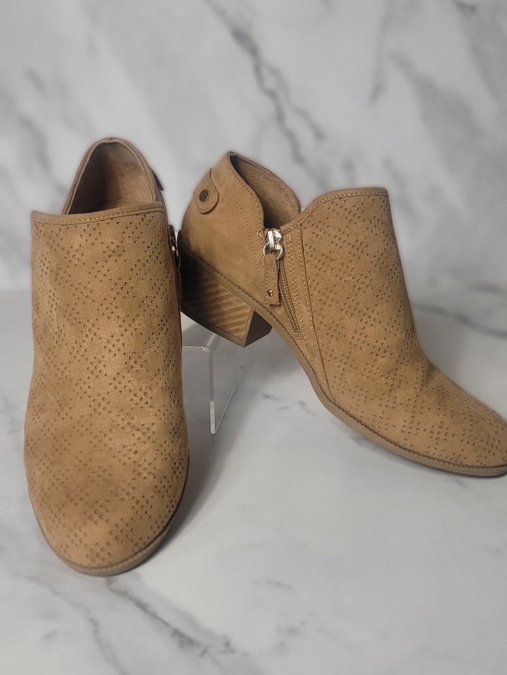 Dr. Scholl's Tan Suede Perforated Ankle Booties
